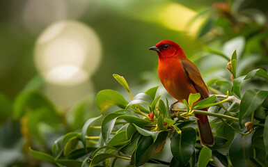 Crimson Sunbird  Perched 
Gracefully in Natural Habitat.
