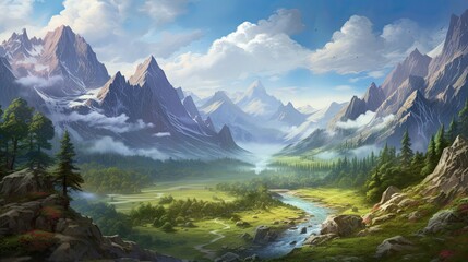 Fototapeta premium This is a beautiful landscape image of a valley in the mountains.