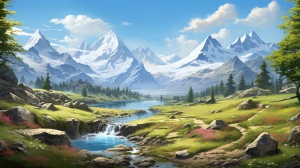 The image is of a beautiful mountain landscape.