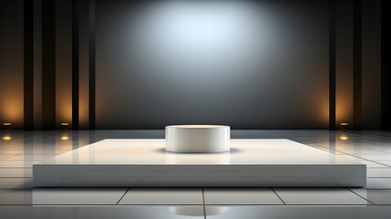 White podium, symmetrical design of modern white podium