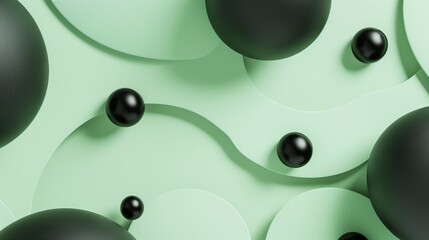 A minimalist 3D illustration with light green and black elements, ideal for contemporary wallpapers.
