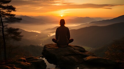 Fototapeta premium Serene sunset background for peaceful yoga practice, meditation