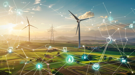 Infographic presenting the advantages and applications of smart grid technology in systems using renewable energy sources.