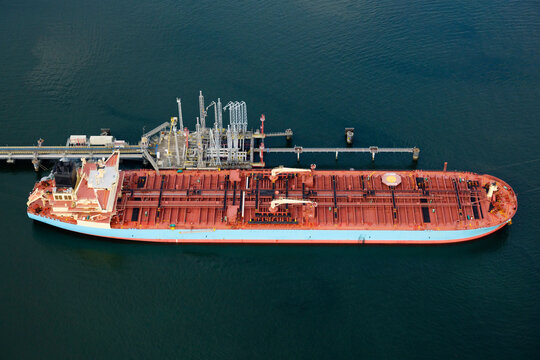 Oil tanker ship moving in sea