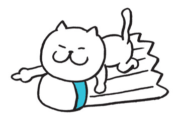 バドミントンをするかわいい猫のキャライラスト