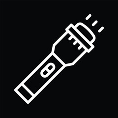 White Flashlight Outline Icon