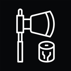 Line Art Axe and Log