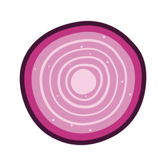 Vector Design of Circle Sliced of Fresh Raw Red Onion Food Vegetable