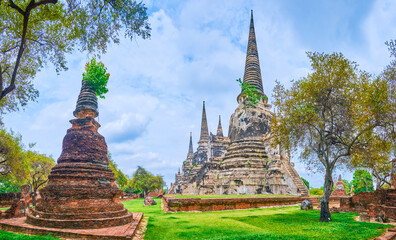 Fototapeta premium Wat Phra Si Sanphet archaeological site, Ayutthaya, Thailand