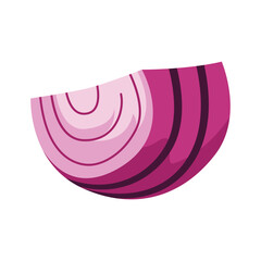 Vector Design of Sliced of Fresh Raw Red Onion Food Vegetable
