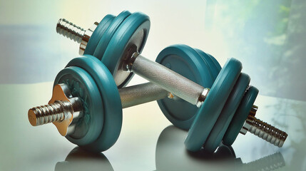Naklejka premium A pair of dumbbell weights on a white background