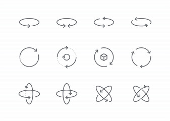 3d rotate arrow icon set. editable stroke vector illustration