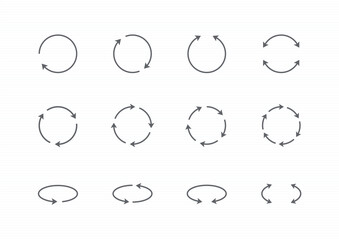 circle, rotate arrow icon set. editable stroke vector illustration