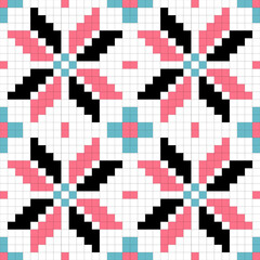 Pixel art seamless pattern design for decorating, wallpaper, wrapping paper, fabric, backdrop and etc., abstract background.