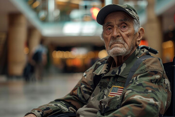 Lifestyle of disabled person soldier after war AI generative concept