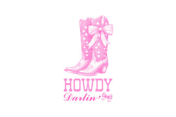 Howdy darlin' Vintage Coquette Sublimation T shirt design