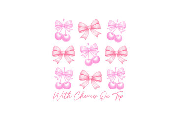 With cherries on top, Vintage Coquette Sublimation T shirt design