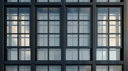 Fototapeta premium black window frames seen from the outside