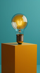A light bulb is placed on top of the cube