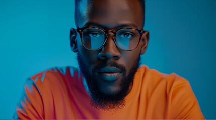 Obraz premium Man in Glasses and Orange Shirt