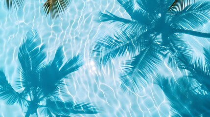 Palm leaves shadow on water surface in pool