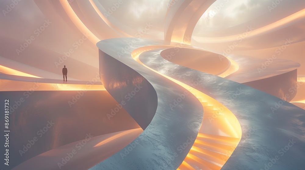 Poster abstract modern background in futuristic design. science future in space 3d geometric concept. neon