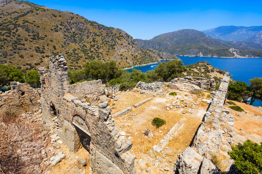 Greek church byzantine ruins at Gemiler or St. Nicholas Island in Turkey