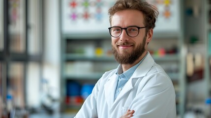 Obraz premium Confident Scientist in Laboratory Setting