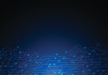 Fototapeta premium Abstract background with technology circuit board texture. Artificial intelligence electronic board. Communication and engineering concept. Vector illustration