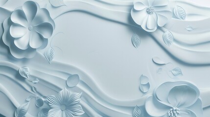 A minimalist design featuring geometric floral patterns in light blue tones, perfect for modern design and architectural studios. Generative AI