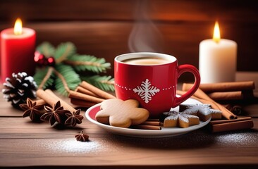 Fototapeta premium christmas mulled coffee and spices