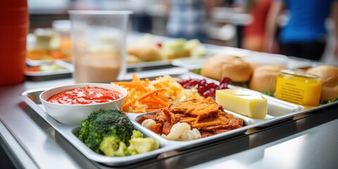 Fototapeta premium School Lunch Tray with Delicious Food