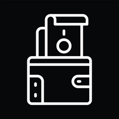 White Suitcase Outline on Black Background