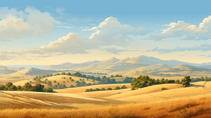 Obraz premium This is a beautiful landscape image of a golden wheat field on a sunny day.