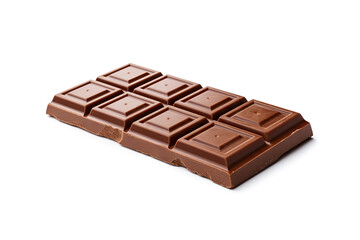 Chocolate Bar Isolated, Whole Chocolate Blok with Square Segments on White Background