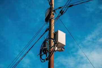 Traffic surveillance equipment on electrical post