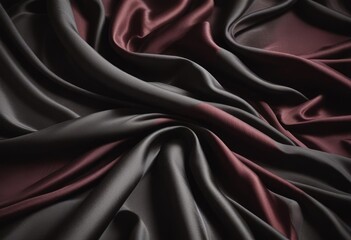 Fototapeta premium Dark black silk fabric background, view from above. Smooth elegant black silk or satin luxury cloth texture can use as abstract background with copy space, close-up