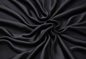 Obraz premium Dark black silk fabric background, view from above. Smooth elegant black silk or satin luxury cloth texture can use as abstract background with copy space, close-up