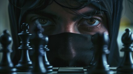 Eyes were staring at the chess pieces
