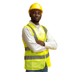 A confidence portrait of engineer or labor isolated on transparent background