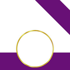 Premium Round Text Frame with Violet Ribbon, Isolated on White