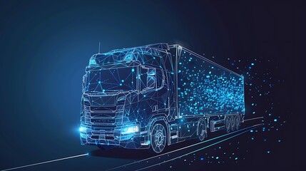 Digital Truck Illustration in Blue Hues