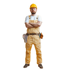 A confidence portrait of engineer or labor isolated on transparent background