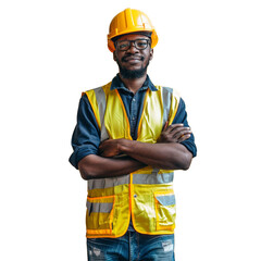 A confidence portrait of engineer or labor isolated on transparent background