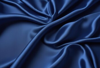 Fototapeta premium Dark blue silk fabric background, view from above. Smooth elegant black silk or satin luxury cloth texture can use as abstract background with copy space, close-up