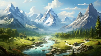 Fototapeta premium The image is of a beautiful mountain landscape.