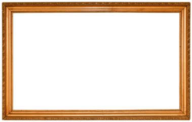Antique Gold Brown Classic Old Vintage Wooden rectangle mockup canvas frame isolated on a transparent background.