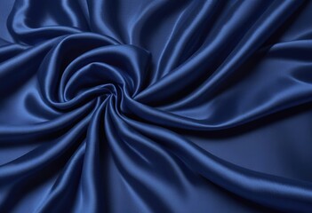 Fototapeta premium Dark blue silk fabric background, view from above. Smooth elegant black silk or satin luxury cloth texture can use as abstract background with copy space, close-up