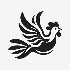 Fototapeta premium Majestic Hen in Flight, Captivating Silhouette Against the Sky