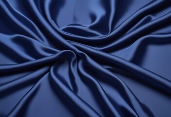Obraz premium Dark blue silk fabric background, view from above. Smooth elegant black silk or satin luxury cloth texture can use as abstract background with copy space, close-up